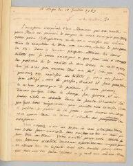 4 vues  - Rousseau, Jean-Jacques. Lettre autographe non signée à François Coindet.- 15 juillet 1767. (ouvre la visionneuse)