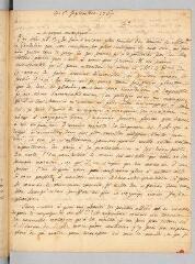 4 vues  - Rousseau, Jean-Jacques. Lettre autographe non signée à François Coindet.- 1er septembre 1767. (ouvre la visionneuse)