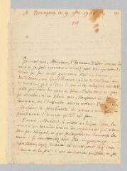 2 vues  - Rousseau, Jean-Jacques. Lettre autographe signée à Claude Aglancier de Saint-Germain.- 9 novembre 1768. (ouvre la visionneuse)