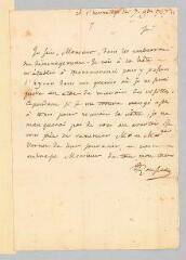 4 vues  - Rousseau, Jean-Jacques. Lettre autographe signée à François Coindet.- 7 novembre 1757. (ouvre la visionneuse)
