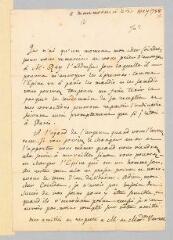 4 vues  - Rousseau, Jean-Jacques. Lettre autographe non signée à François Coindet.- 31 mai 1758. (ouvre la visionneuse)