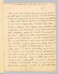 4 vues  - Rousseau, Jean-Jacques. Lettre autographe non signée à François Coindet.- 26 septembre 1758. (ouvre la visionneuse)