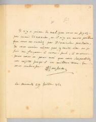 4 vues  - Rousseau, Jean-Jacques. Lettre autographe non signée à François Coindet.- 29 juillet 1761. (ouvre la visionneuse)
