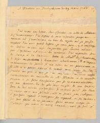 4 vues  - Rousseau, Jean-Jacques. Lettre autographe signée à François Coindet.- 29 mars 1766. (ouvre la visionneuse)