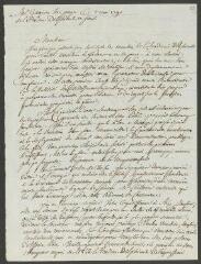 2 vues  - Tingry, Pierre-François. Minute autographe non signée de lettre à Gagnon. - Sans lieu, 2 mai 1790 (ouvre la visionneuse)