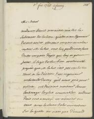 4 vues  - Voltaire. Lettre autographe signée [à Jean-Robert Tronchin].- Ferney, 3 février 1765 (ouvre la visionneuse)