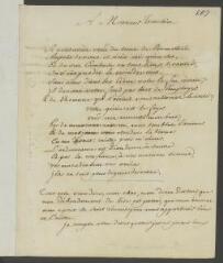 4 vues  - [Voisenon, Claude-Henri de Fusée de]. Lettre autographe, en vers et en prose, à [Théodore] Tronchin.- Belleville, 18 septembre 1775 (ouvre la visionneuse)