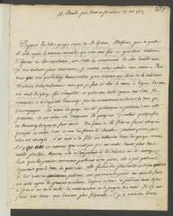 4 vues  - La Condamine, [Charles-Marie de]. Lettre autographe signée [à Théodore Tronchin].- \'Etouilli [id est Estouilly] près Ham en Picardie\', 23 octobre 1759 (ouvre la visionneuse)