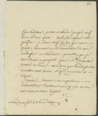 4 vues  - V[oltaire]. Lettre, de la main de Jean-Louis Wagnière, avec signature autographe d\'une initiale, à Jacob Tronchin, à Genève.- Ferney, mercredi [14 septembre 1768] (ouvre la visionneuse)