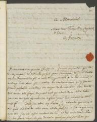 2 vues  - [Mallet, Jean-Jacques]. Lettre autographe non signée à son cousin [François]Tronchin, à Genève.- Vendredi [7 février 1755] (ouvre la visionneuse)