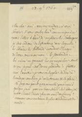 4 vues  - [Voltaire]. Lettre, de la main de Jean-Louis Wagnière, [à François Tronchin].- [27 novembre 1764] (ouvre la visionneuse)