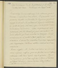 4 vues  - Voltaire. Copie d\'une lettre, de la main de François Tronchin, à [Pierre] Lullin, secrétaire d’Etat] de la République de Genève].- Ferney, 25 janvier 1766 (ouvre la visionneuse)