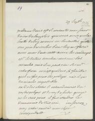 4 vues  - V[oltaire]. Lettre autographe, signée d\'une initiale, à [Jean-]Robert Tronchin, à Lyon.- 29 septembre [1756] (taxe et marques postales) (ouvre la visionneuse)