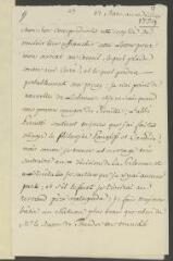 4 vues  - V[oltaire]. Lettre de la main de Jean-Louis Wagnière, signée d\'une initiale, [à Jean-Robert Tronchin].- Aux Délices, 12 mars [1759] (ouvre la visionneuse)