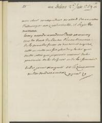 4 vues  - V[oltaire]. Billet autographe, signé d\'une initiale, à J[ean-]R[obert] Tronchin, à Lyon.- 2 juin [1759] (taxe et marque postales) (ouvre la visionneuse)