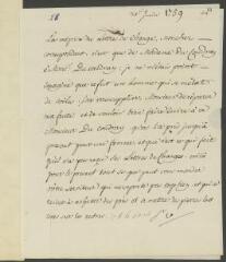 4 vues  - V[oltaire]. Lettre, de la main de Jean-Louis Wagnière, signée d\'une initiale, la subscription autographe à J[ean-]R[obert] Tronchin, à Lyon.- 25 juin [1759] (taxe et marque postales) (ouvre la visionneuse)