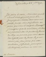 4 vues  - Choiseul, [Etienne-François], duc de. Lettre non autographe signée à [Pierre] Dassier.- Chanteloup, 5 septembre 1772 (ouvre la visionneuse)