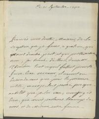 4 vues  - Tencin, [Claudine-Alexandrine Guérin, marquise de]. Lettre non autographe signée à [Jean-Robert] Tronchin (1710-1793), à Genève.- Sans lieu , 21 septembre 1742 (ouvre la visionneuse)