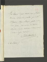 4 vues  - Desportes, Félix. Billet autographe signé à [François] Tronchin.- 14 fructidor [an 3 ou an 4] (31 août 1795 ou 1796) (ouvre la visionneuse)