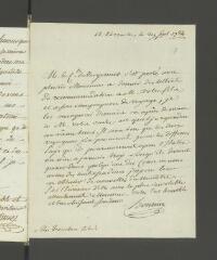 2 vues  - Hennin, [Pierre-Michel]. Lettre autographe signée à [Jean-Armand] Tronchin-Labat.- Versailles, 29 septembre 1784 (ouvre la visionneuse)