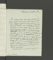4 vues  - Hennin, [Pierre-Michel]. Lettre autographe signée à J[acob] Tronchin.- Versailles, 15 juin 1785 (ouvre la visionneuse)