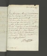 2 vues  - Bignon, [Jean-Frédéric]. Lettre non autographe signée à \'Delepinay\'.- Paris, 11 août 1779 (ouvre la visionneuse)