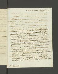 6 vues  - Hennin, [Pierre-Michel]. Lettre à [François] Tronchin.- Versailles, 24 septembre 1779 (ouvre la visionneuse)