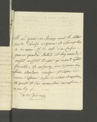 2 vues  - [Hüe de Miromesnil, Armand-Thomas], garde des sceaux. Lettre non autographe, non signée, écrite à la troisème personne, à [François] \'Tronchin de Genève\'.- 22 juin 1779 (ouvre la visionneuse)
