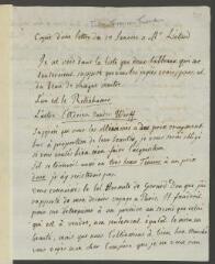 2 vues  - [Tronchin, François]. Copie non autographe d\'une lettre à [Jean-Etienne] Liotard.- 10 janvier [1778] (ouvre la visionneuse)