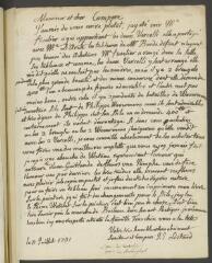 4 vues  - Liotard, J[ean-]E[tienne]. Lettre autographe signée à F[ran]çois Tronchin, aux Délices, à Genève.- 8 juillet 1781 (ouvre la visionneuse)