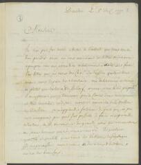 4 vues  - De la Rive, P[ierre-]L[ouis]. Lettre autographe signée à [François] Tronchin, à Genève.- Dresde, 8 décembre 1777 (taxe et annotation postales) (ouvre la visionneuse)