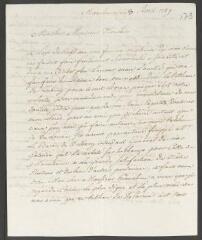 4 vues  - Devigneux, [Jérôme]. Lettre autographe signée [à François Tronchin].- Mannheim, 3 avril 1789 (ouvre la visionneuse)