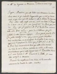 2 vues  - [Tronchin, François]. Copie non autographe d\'une lettre à [Jérôme] Devigneux, à Mannheim.- Délices, 10 août 1789 (ouvre la visionneuse)