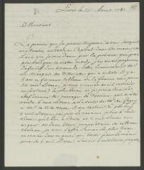 4 vues  - Devigneux, [Jérôme]. Lettre autographe signée à [François] Tronchin, à Genève.- Paris, 14 août 1781 (ouvre la visionneuse)