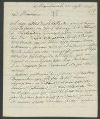 4 vues  - Devigneux, [Jérôme]. Lettre autographe signée à [François] Tronchin, à Genève.- Mannheim, 27 septembre 1775 (taxes postales) (ouvre la visionneuse)