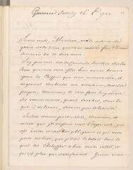 6 vues  - Gauffécourt, [Jean-Vincent Caperonier] de. Lettre (autographe?) signée [à Jean Tronchin].- Genève, samedi 26 octobre 1737 (ouvre la visionneuse)