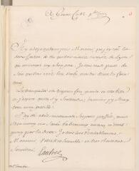 4 vues  - Lautrec, [Daniel-François de Gelas de Voisins d\'Ambres, vicomte de]. Lettre non autographe signée à [Jean] Tronchin à Lyon.- Genève, 12 novembre 1737 (ouvre la visionneuse)