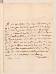 4 vues  - Turrettin [id est Turrettini, Jean-Alphonse]. Lettre autographe signée [à Jean Tronchin].- Sans lieu ni date autre que \'Jeudi au soir\' [1730-1737] (ouvre la visionneuse)