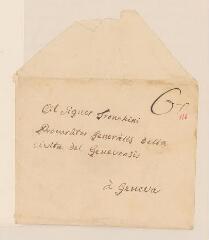 2 vues  - Enveloppe à l\'adresse de [Jean] Tronchin, procureur général de la République, à Genève.- [1717-1723] (taxe postale; en italien) (ouvre la visionneuse)