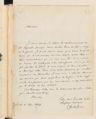4 vues  - Salgas, C[laude de Narbonne-Pelet] de. Lettre autographe signée à [François] Tronchin, \'Conseiller d\'Etat, en sa maison\'.- Lundi 4 mai 1789 (ouvre la visionneuse)