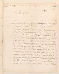 4 vues  - [Martine, Daniel de]. Copie non autographe de la \'Réponse à la lettre du Prince de Cellamare\'.- 11 décembre 1718 (ouvre la visionneuse)
