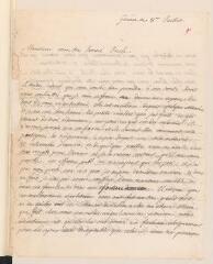 4 vues  - Tronchin, L[ouis]. Lettre autographe signée à son oncle Jean Tronchin, chez J[ean-]R[obert] Tronchin, à Lyon.- Genève, 8 juillet [1735] (ouvre la visionneuse)