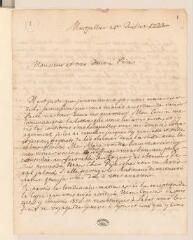 4 vues  - Tronchin, J[ean-]R[obert]. Lettre autographe signée à son père [Jean] Tronchin, à Genève.- Montpellier, 23 juillet 1732 (taxe postale) (ouvre la visionneuse)