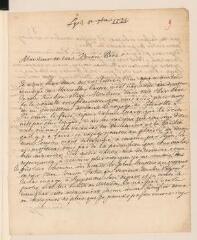 4 vues  - Tronchin, [Jean-Robert]. Lettre autographe signée à son père [Jean] Tronchin, à Genève.- Lyon, 5 septembre 1732 (taxe et marque postales) (ouvre la visionneuse)