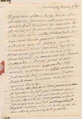 4 vues  - [Saladin de Crans, Antoine]. Lettre autographe non signée à Jacob Tronchin, au Palais Royal, à Paris.- Genève, 22 janvier 1781 (ouvre la visionneuse)