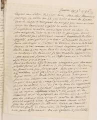 4 vues  - [Saladin de Crans, Antoine]. Lettre autographe non signée à Jacob Tronchin, au Palais Royal, à Paris.- Genève, 29 novembre 1780 (ouvre la visionneuse)