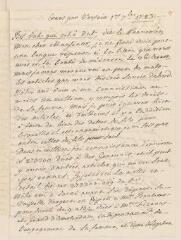 4 vues  - [Saladin de Crans, Antoine]. Lettre autographe non signée [à Jacob Tronchin].- Crans par Versoix, 1er septembre 1783 (ouvre la visionneuse)