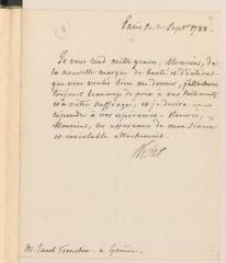 4 vues  - Necker, [Jacques]. Lettre non autographe signée à Jacob Tronchin, à Genève.- Paris, 20 septembre 1788 (ouvre la visionneuse)