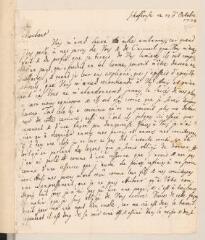 4 vues  - Muller, J[ean de]. Lettre autographe signée à [Jean-Robert] Tronchin[-Boissier], à la Boissière, près de Genève.- Schaffhouse, 12 octobre 1778 (ouvre la visionneuse)