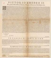 2 vues  - Placard imprimé : [édit] de Victor-Amédée II, duc de Savoie, en faveur des réformés des Vallées vaudoises.- Turin, 23 mai 1694 (ouvre la visionneuse)